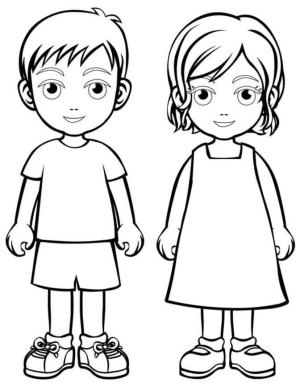 Çocuklar boyama sayfası,  coloring page, Çocuk Erkek ve Kız, 