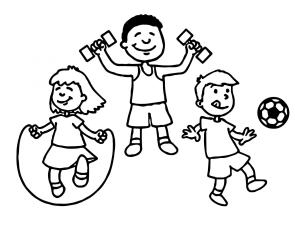 Çocuklar boyama sayfası,  coloring page, Spor Yapan Çocuklar, 