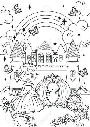 Çocuklar boyama sayfası,  coloring page, Sihirli Kalede Şirin Prenses ve Tavşan, 