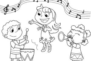 Çocuklar boyama sayfası,  coloring page, Çocuk Konseri, 