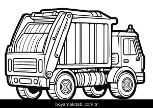 Çöp Kamyonu boyama sayfası,  coloring page, çerçeveli, eğlenceli, komik