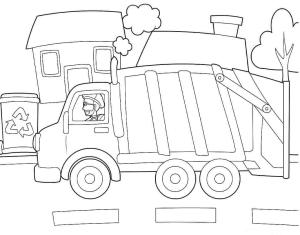 Çöp Kamyonu boyama sayfası,  coloring page, Blippi Çöp Kamyonu Sürüyor, 