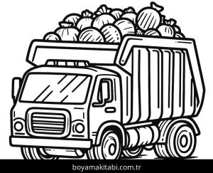 Çöp Kamyonu boyama sayfası,  coloring page, çocuklar için, masalsı, canlı
