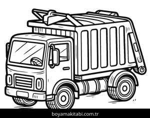 Çöp Kamyonu boyama sayfası,  coloring page, basit, kolay, tatlı