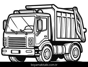 Çöp Kamyonu boyama sayfası,  coloring page, oyunlu, detaylı, ince çizgili