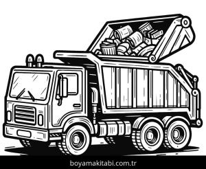 Çöp Kamyonu boyama sayfası,  coloring page, karikatür, kreatif, eğlenceli