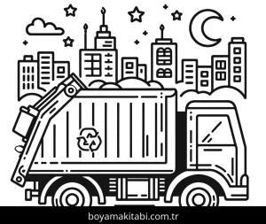 Çöp Kamyonu boyama sayfası,  coloring page, komik, komik, canlı