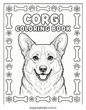 Corgi boyama sayfası – basit çizim, kolay boyama
