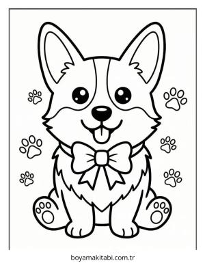 Corgi boyama sayfası – renkli çizimler, okul öncesi