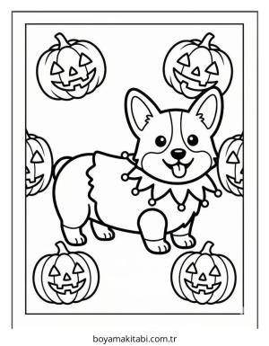 Corgi boyama sayfası – keyifli zaman, renkli çizimler