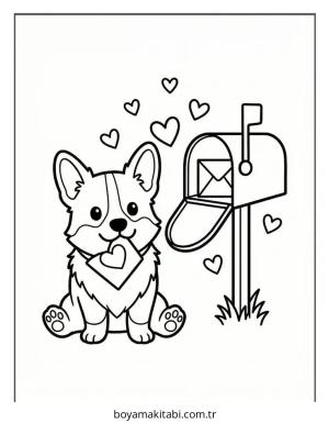 Corgi boyama sayfası – el becerilerini geliştirir, boyama çalışması