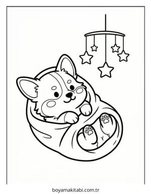 Corgi boyama sayfası – yaratıcılık, eğlenceli etkinlik