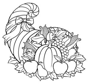 Cornucopia boyama sayfası,  coloring page, Cornucopia Yazdırılabilir Güzel, 