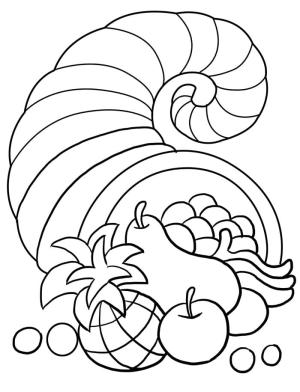 Cornucopia boyama sayfası,  coloring page, Şükran Günü Bereket, 