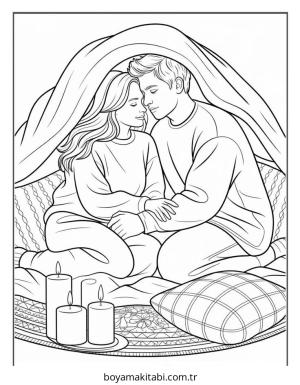 Cozy boyama sayfası – keyifli zaman, renkli çizimler