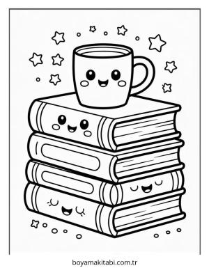 Cozy boyama sayfası – sevimli karakter, sanatsal çalışma