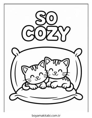 Cozy boyama sayfası – sevimli karakter, sanatsal çalışma