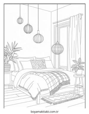 Cozy boyama sayfası – çizgi film temalı, basit çizim