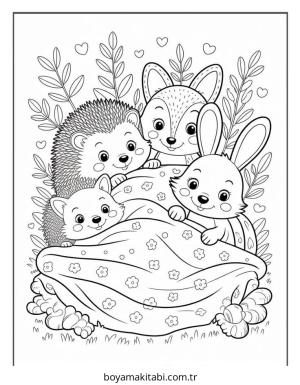 Cozy boyama sayfası – çocuk aktivitesi, PDF indir