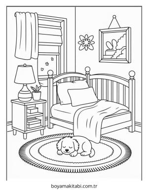 Cozy boyama sayfası – keyifli zaman, renkli çizimler