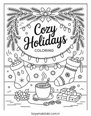 Cozy boyama sayfası – çizgi film temalı, basit çizim