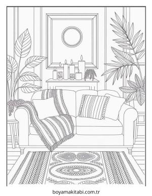 Cozy boyama sayfası – basit çizim, kolay boyama