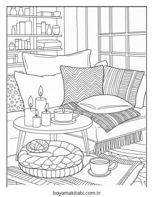 Cozy boyama sayfası – yaratıcılık, eğlenceli etkinlik