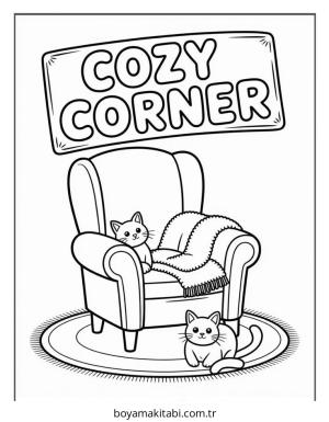 Cozy boyama sayfası – boyama etkinliği, çocuk aktivitesi
