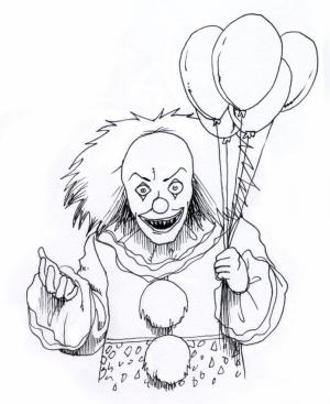 Siniestro boyama sayfası,  coloring page, Ürpertici Palyaço Balon, 