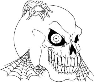 Siniestro boyama sayfası,  coloring page, Örümcek ile Ürpertici Kafatası, 