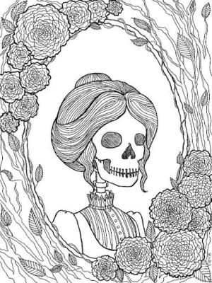 Siniestro boyama sayfası,  coloring page, Ürpertici Kız İskeleti, 