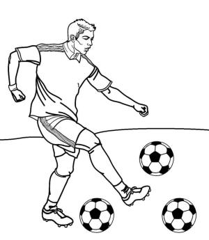 Cristian Ronaldo boyama sayfası,  coloring page, Cristiano Ronaldo Üç Topu Tekmeler, 