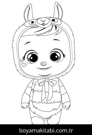 Cry Babies boyama sayfası – sevimli karakter, sanatsal çalışma