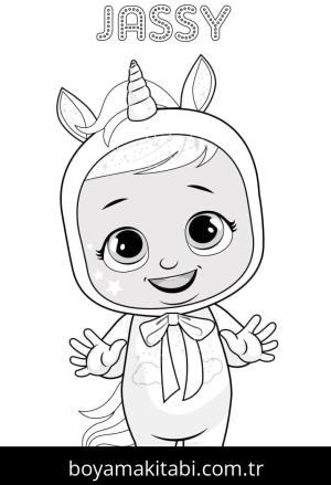 Cry Babies boyama sayfası – sevimli karakter, sanatsal çalışma