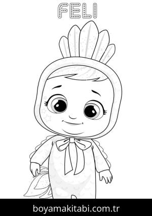 Cry Babies boyama sayfası – eğlenceli etkinlik, el becerilerini geliştirir