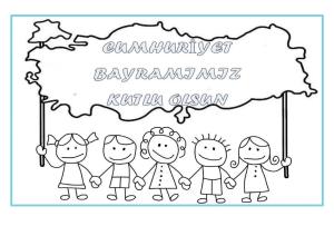 Cumhuriyet Bayramı boyama sayfası, Republic Day coloring page, , 