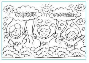 Cumhuriyet Bayramı boyama sayfası, Republic Day coloring page, , 