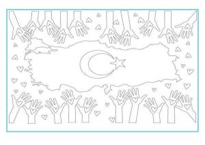 Cumhuriyet Bayramı boyama sayfası, Republic Day coloring page, , 