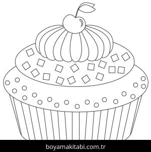 Cupcake boyama sayfası – PDF indir, sevimli karakter