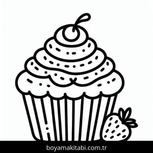 Cupcake boyama sayfası – keyifli zaman, renkli çizimler