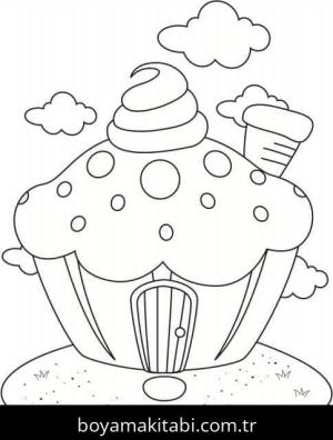Cupcake boyama sayfası – sanatsal çalışma, çocuklar için
