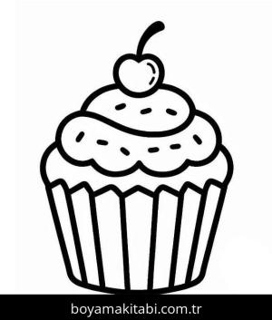 Cupcake boyama sayfası – basit çizim, kolay boyama