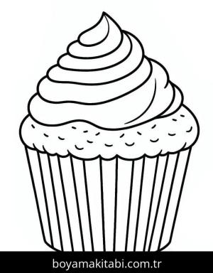 Cupcake boyama sayfası – PDF indir, sevimli karakter