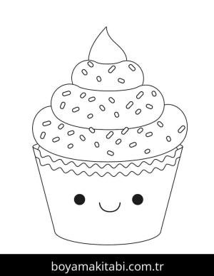 Cupcake boyama sayfası – kolay boyama, eğitici aktivite