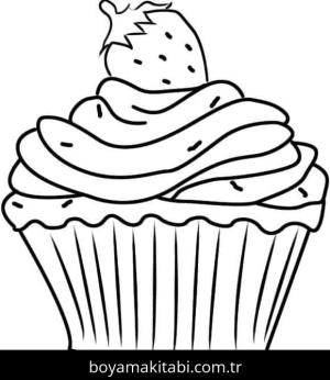 Cupcake boyama sayfası – renkli çizimler, okul öncesi
