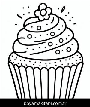 Cupcake boyama sayfası – evde etkinlik, ücretsiz yazdır