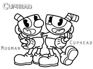 Cuphead boyama sayfası,  coloring page, Cuphead ve Mugman, 