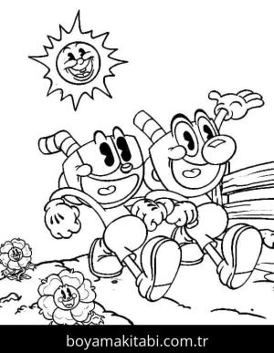 Cuphead boyama sayfası – okul öncesi, evde etkinlik