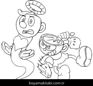 Cuphead boyama sayfası – basit çizim, kolay boyama