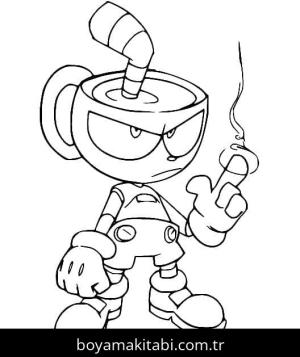 Cuphead boyama sayfası – boyama etkinliği, çocuk aktivitesi